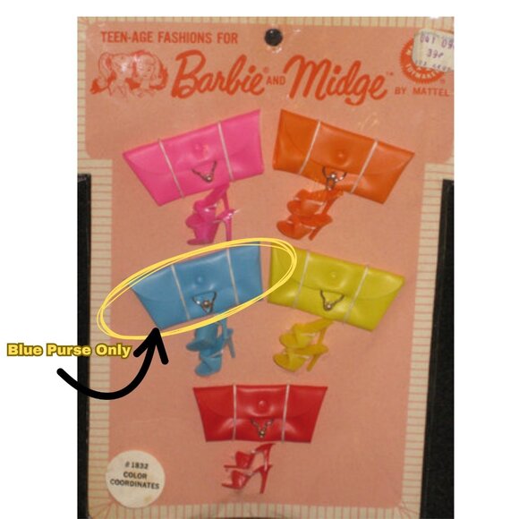 VTG Barbie Purse 1960s Blue Clutch Handbag Fashion Pak #1832 Color Coordinates - Picture 12 of 12